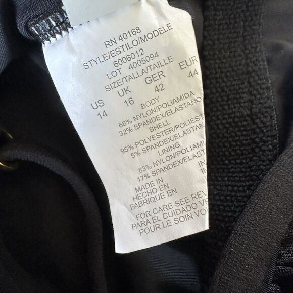 Magicsuit Black One-Piece Swim Suit 14 Gold Bar Adjustable Straps Slimming Dress - Picture 10 of 10